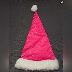 Festive Pink Santa Hat with White Trim